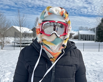 Over the Helmet Hood | Ski Hood | Helmet Hood | Snowboard Hood | Face Mask Hood | Sierra Sun Ski Hood | Bright Colored Fleece Helmet Hood