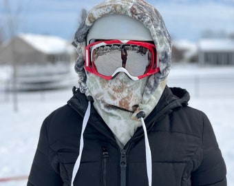 Over the Helmet Hood | Ski Hood | Helmet Hood | Snowboard Hood | Face Mask Hood | Woodland Ski Hood | Camouflage Fleece Helmet Hood
