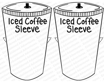 Iced Coffee Cozy Template | Cold Brew Coffee Reusable Sleeve | Cardstock Coffee Cozy Holder Instant Digital Download PDF