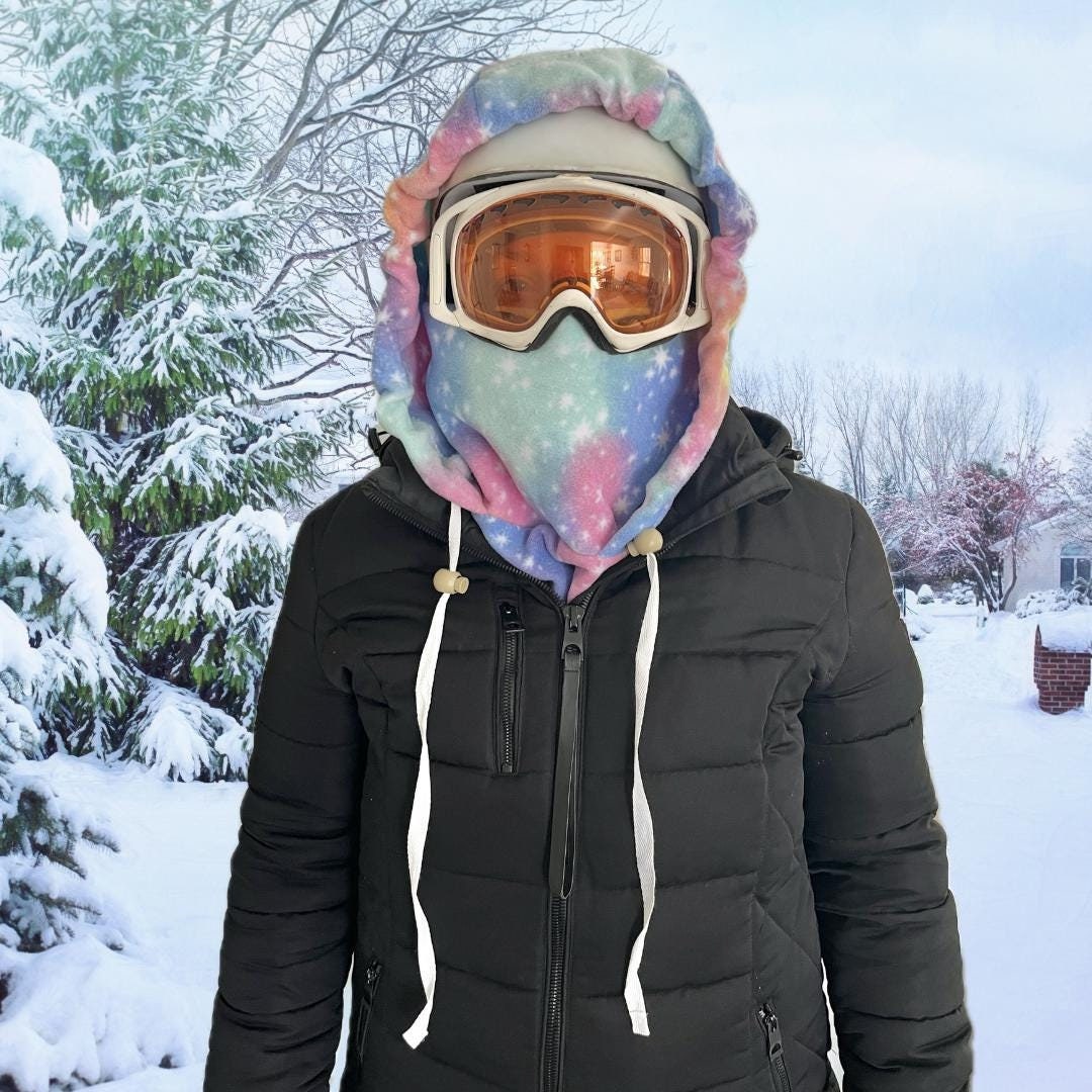 Over the Helmet Hood | Ski Hood | Helmet Hood | Snowboard Hood | Face Mask Hood | Cosmic Pastel Ski Hood | Pastel Galaxy Fleece Helmet Hood