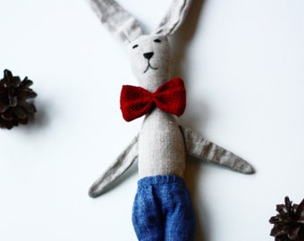 Handmade  linen bunny best kids friend