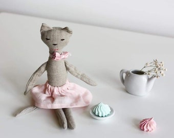 Handmade linen cat Mice