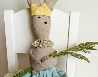 Handmade  linen bunny queen