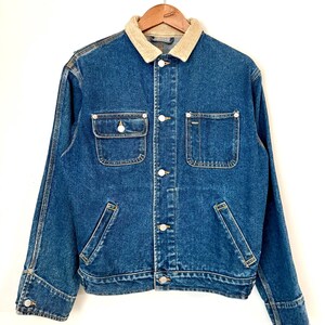 Vintage Polo Ralph Lauren Denim Chore Jacket – Corduroy Collar Workwear Jacket – Size Large