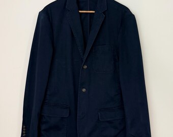Rugby Ralph Lauren Navy Cotton Twill Blazer Jacket Men’s Large Ivy Prep Sport Coat Preppy Casual Tailored