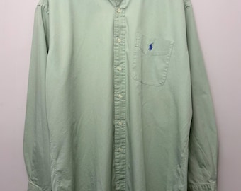 Vintage Ralph Lauren Blake Fit Cotton Twill Shirt – Mint Green Pony Logo