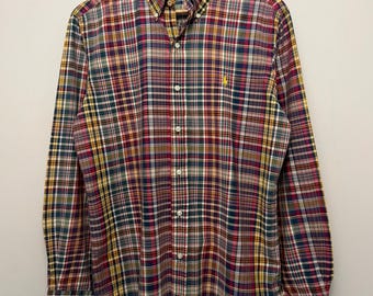 Vintage Polo Ralph Lauren Plaid Cotton Shirt – Medium Classic Fit Ivy Prep