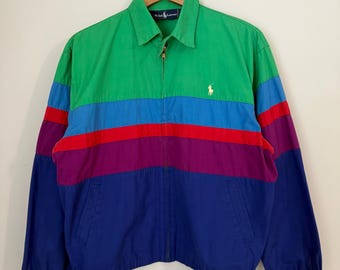 Vintage Ralph Lauren Colorblock Jacket – 90s Cotton Windbreaker (Medium)