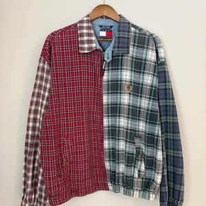 Vintage Tommy Hilfiger Patchwork Plaid Jacket – 90s Colorblock Zip Up Coat