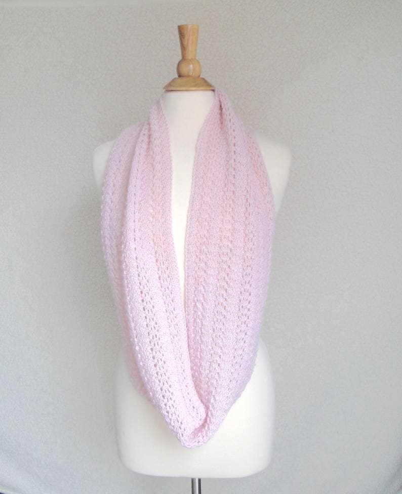 Featherweight Infinity Scarf Knitting Pattern, Easy Lace Scarf, Light Airy, Alpaca Lace Sport DK Yarn image 4