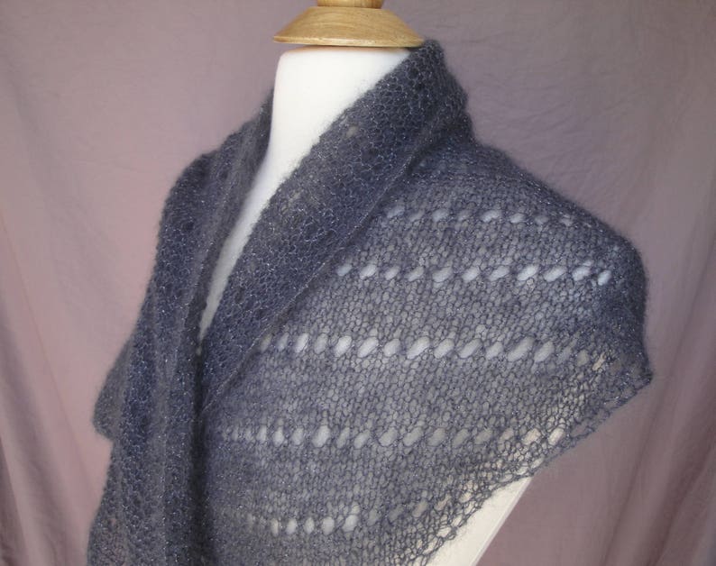 Easy Lace Shawl Knitting Pattern Eyelet Rows Garter Stitch Etsy