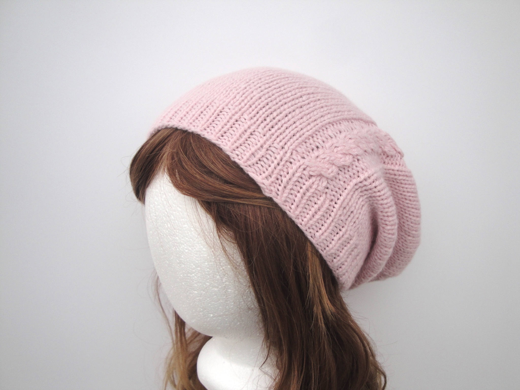 Easy Slouch Hat PDF Knitting Pattern Cable Detail Beanie - Etsy