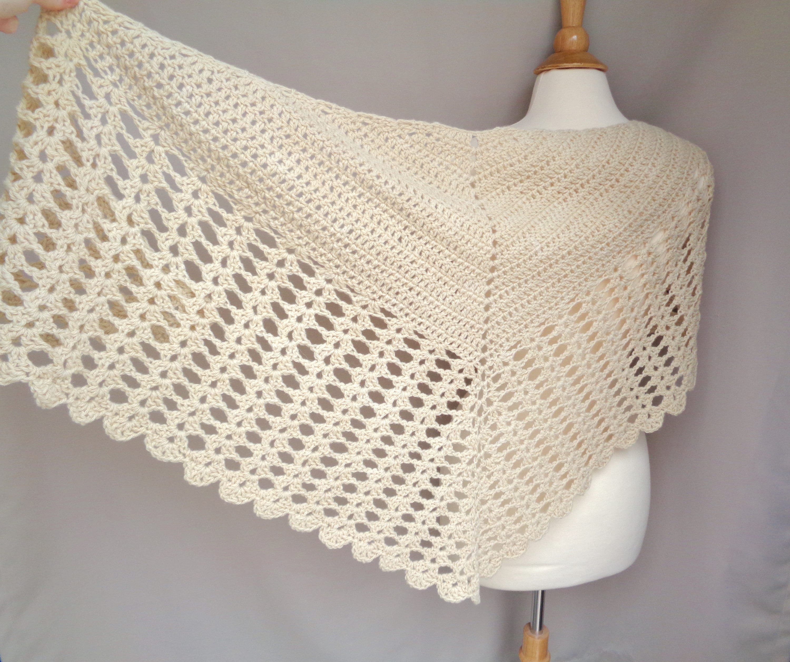 Shawl With Lace Border Crochet Pattern, Top Down Triangle Shape, DK ...