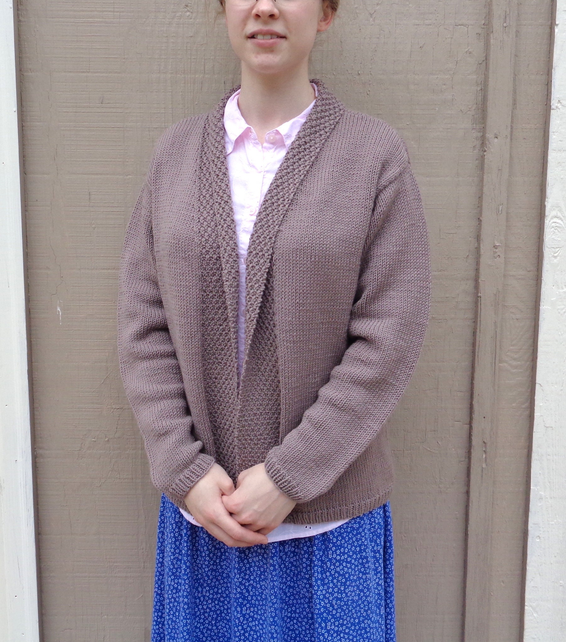 Drape Collar Cardigan Sweater Knitting Pattern Long Drop Etsy