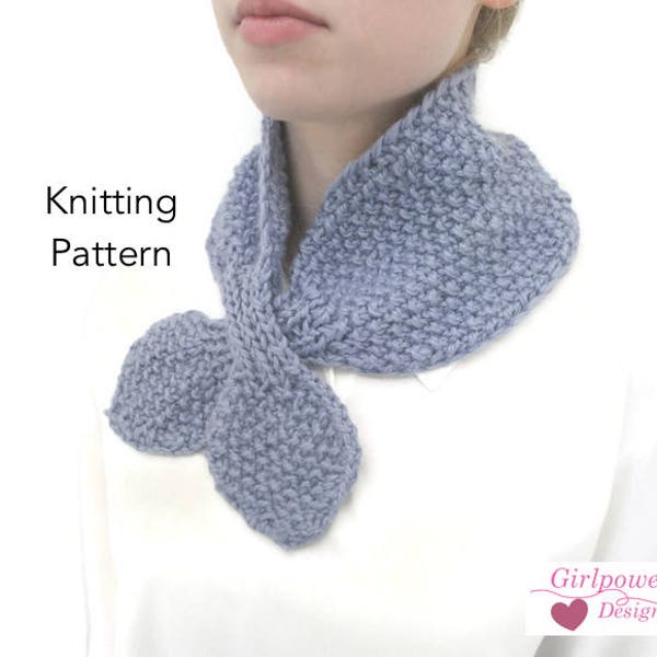 Cozy Ascot Scarf, Knitting Pattern, Quick & Easy, Chunky Yarn, Neck Warmer, Pull Though Bow Scarf, Seed Stitch