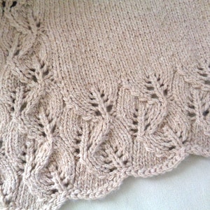 Baby Blanket Knitting Pattern, Leaf Border, Lace Pattern, Worsted Aran Yarn, Unisex Girl Boy, Nature Theme Nursery, 3 Sizes immagine 3