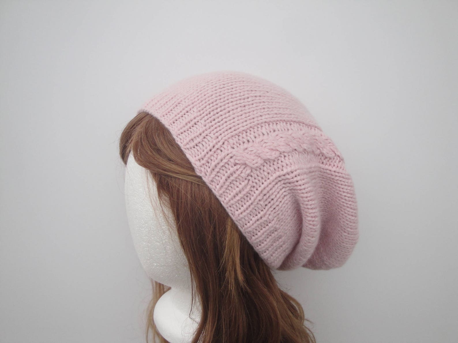 Easy Slouch Hat PDF Knitting Pattern Cable Detail Beanie - Etsy