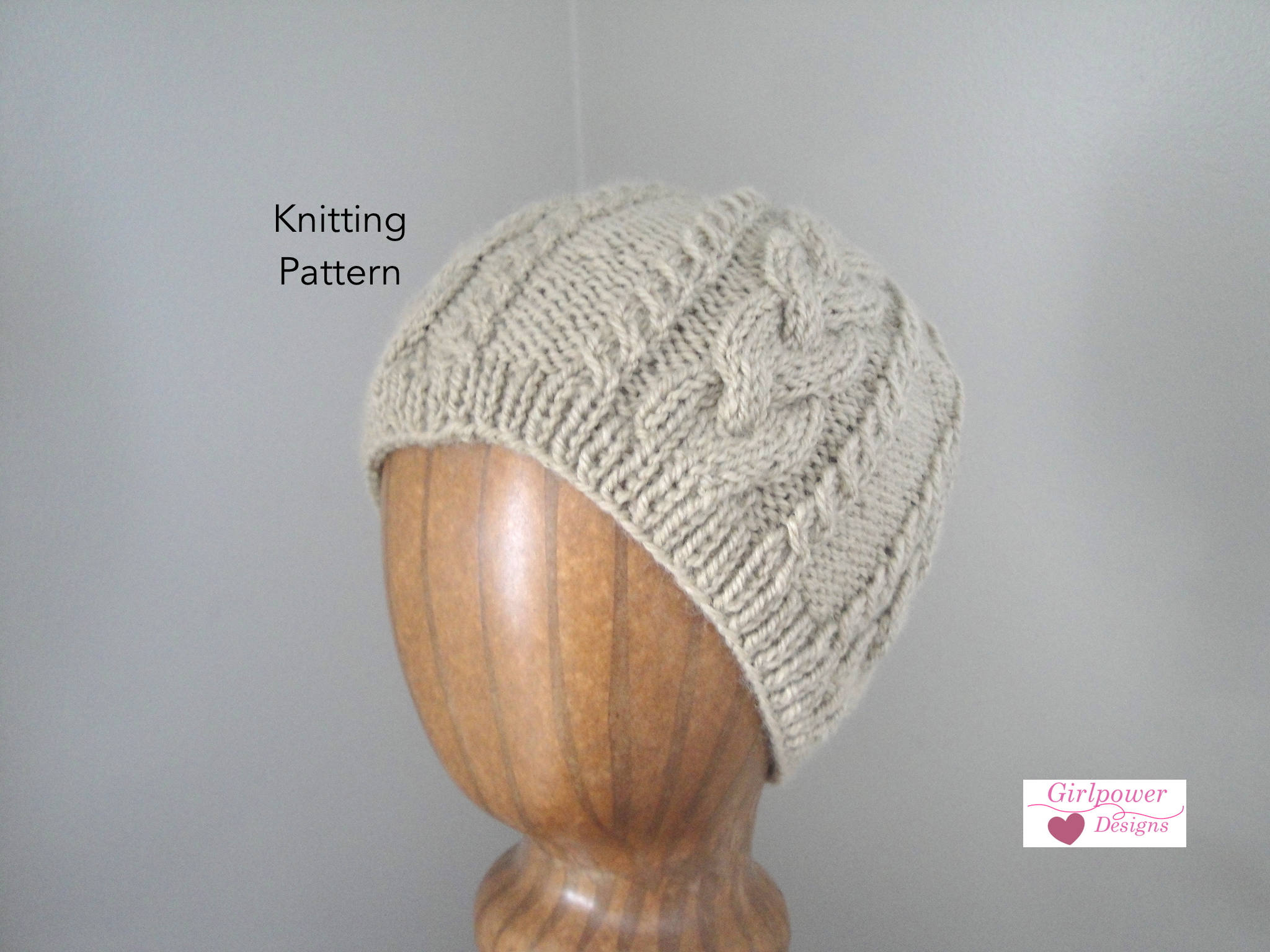 Cable Beanie Hat Knitting Pattern, Intermediate Knit Pattern, Aran ...