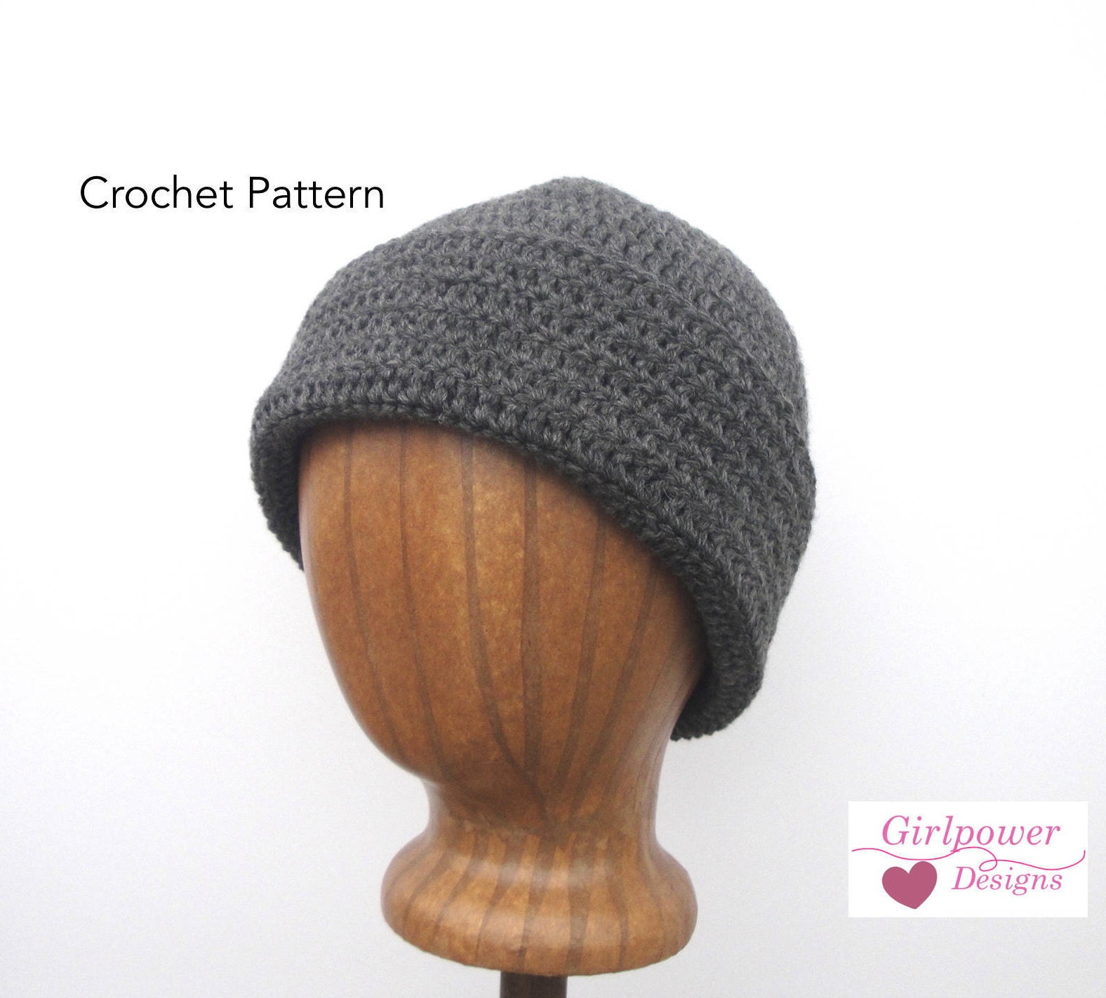 Crochet Watch Cap Pattern, Beanie Hat Easy Crochet Pattern