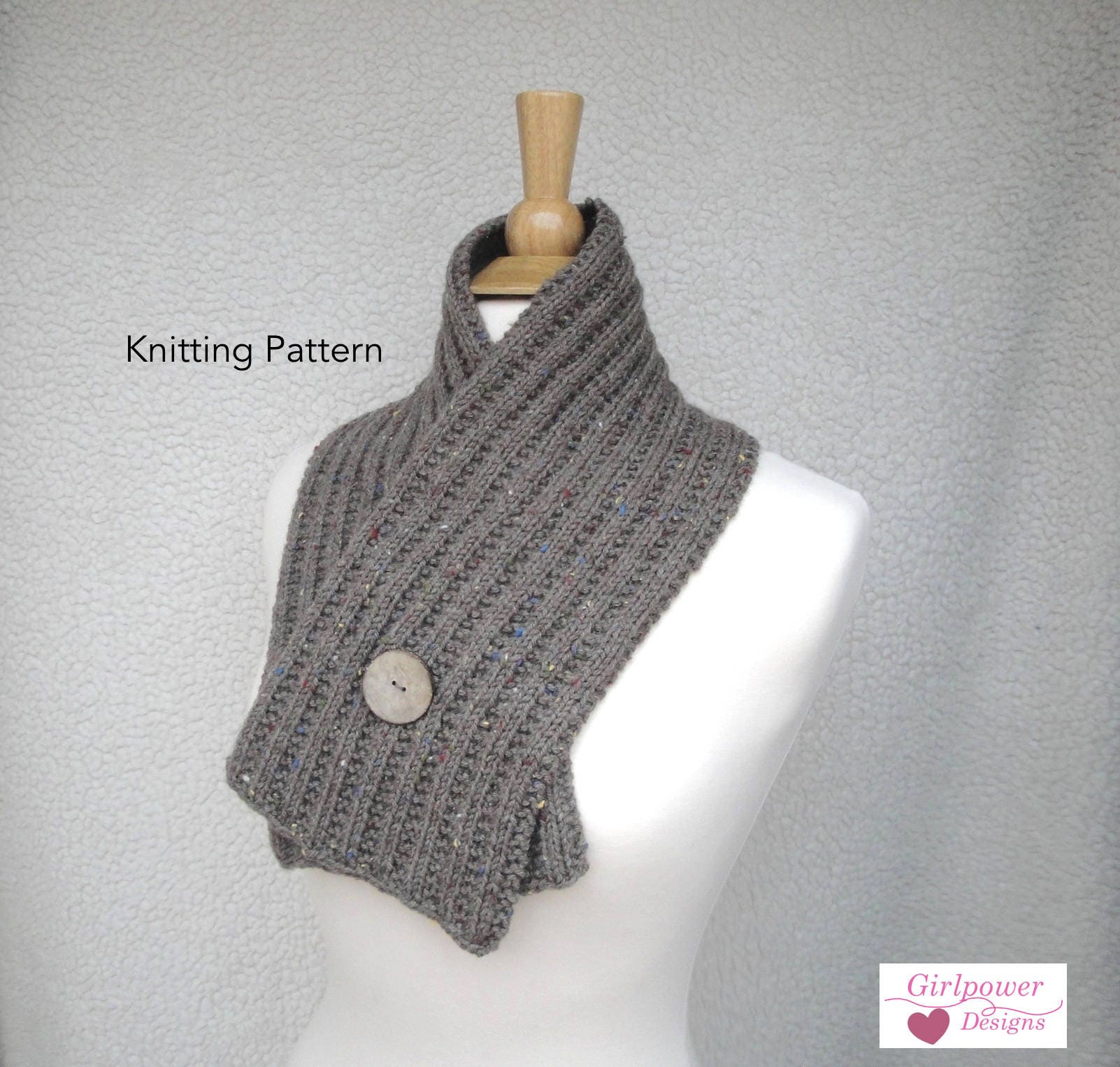 Button Wrap Scarf Knitting Pattern, DIY, Crossover Scarf, Cowl Scarf ...