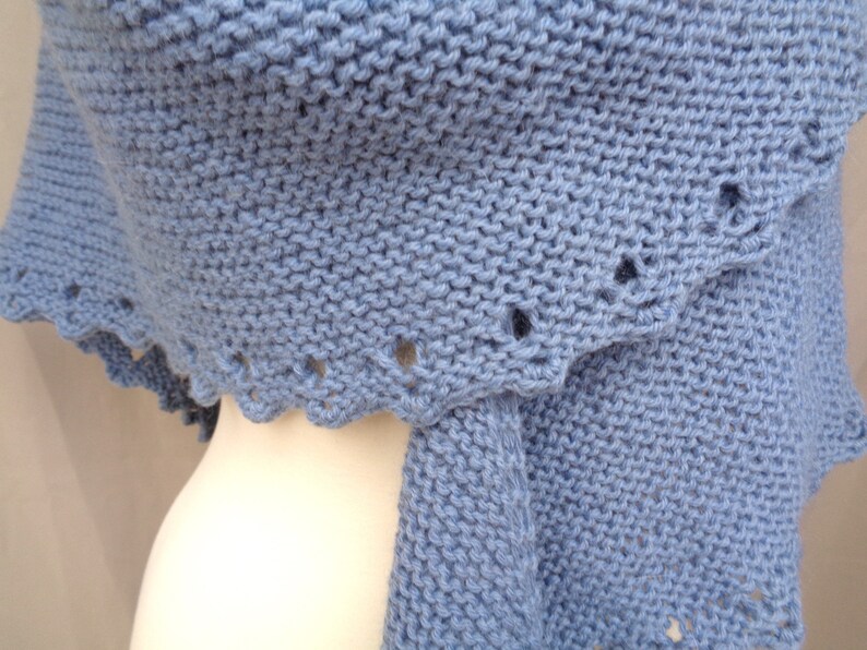 Shoulder Shawl with Eyelet Picot Edge, Knitting Pattern, Easy Knit Garter, Worsted Yarn, Prayer Shawl Wrap image 2