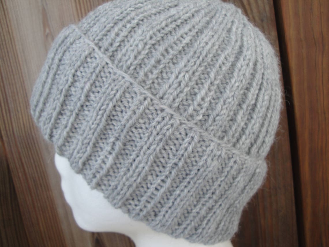 Ribbed Hat Knitting Pattern Easy Knit Watch Cap Beanie Toque Etsy