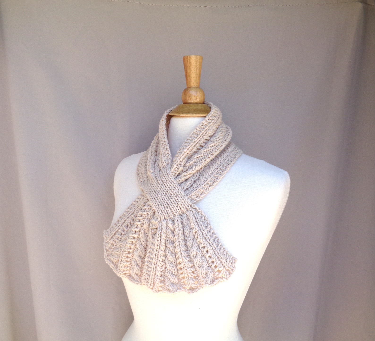 Keyhole Scarf With Cables Knitting Pattern Pull Through Neck - Etsy