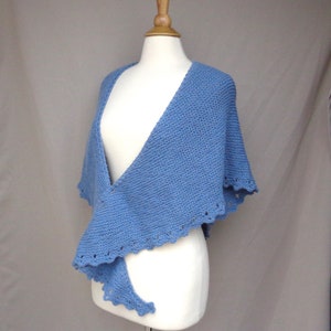 Shoulder Shawl with Eyelet Picot Edge, Knitting Pattern, Easy Knit Garter, Worsted Yarn, Prayer Shawl Wrap image 3