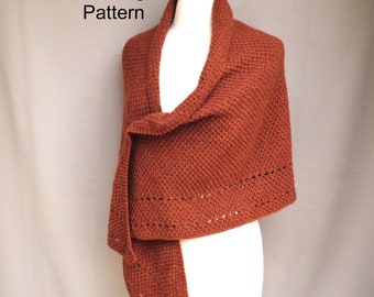 Moss Stitch Shawl with Eyelet Border Knitting Pattern, Worsted Yarn, Top Down Triangle Shawl, Prayer Comfort Wrap