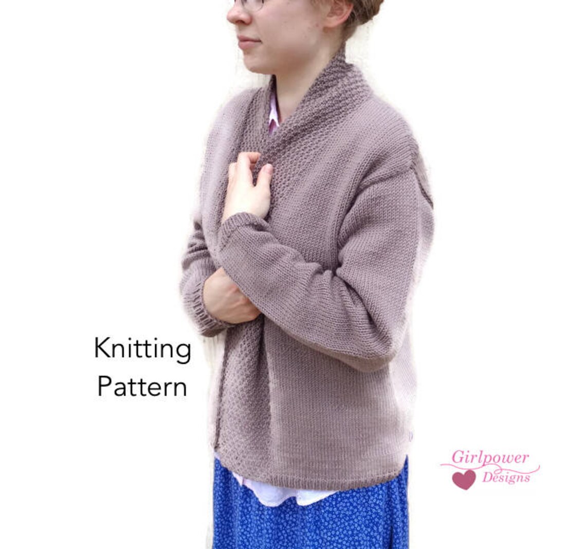 Drape Collar Cardigan Sweater Knitting Pattern Long Drop Etsy