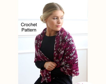 Lacy Shawl Crochet Pattern, Sport Sock Yarn, Womens Shawl Wrap, Prayer Shawl with Lace Edging