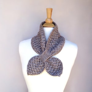 Box Stitch Ascot Scarf Knitting Pattern, Easy Neck Warmer Bow Scarf, Worsted Aran Yarn, Women & Teen Girls image 8