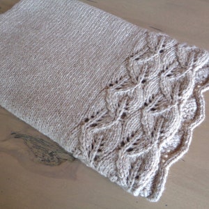 Baby Blanket Knitting Pattern, Leaf Border, Lace Pattern, Worsted Aran Yarn, Unisex Girl Boy, Nature Theme Nursery, 3 Sizes immagine 8