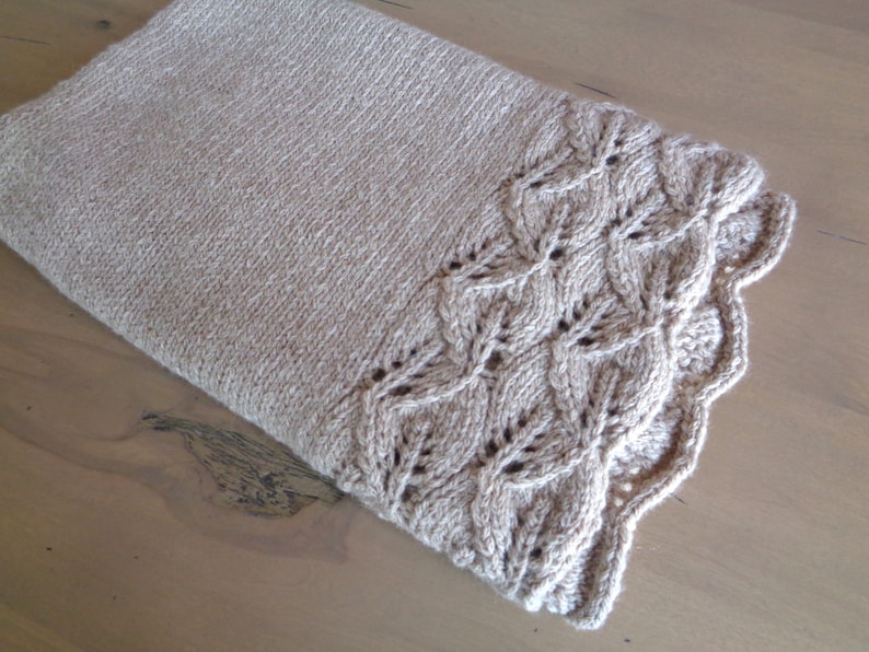 Baby Blanket Knitting Pattern, Leaf Border, Lace Pattern, Worsted Aran Yarn, Unisex Girl Boy, Nature Theme Nursery, 3 Sizes immagine 8