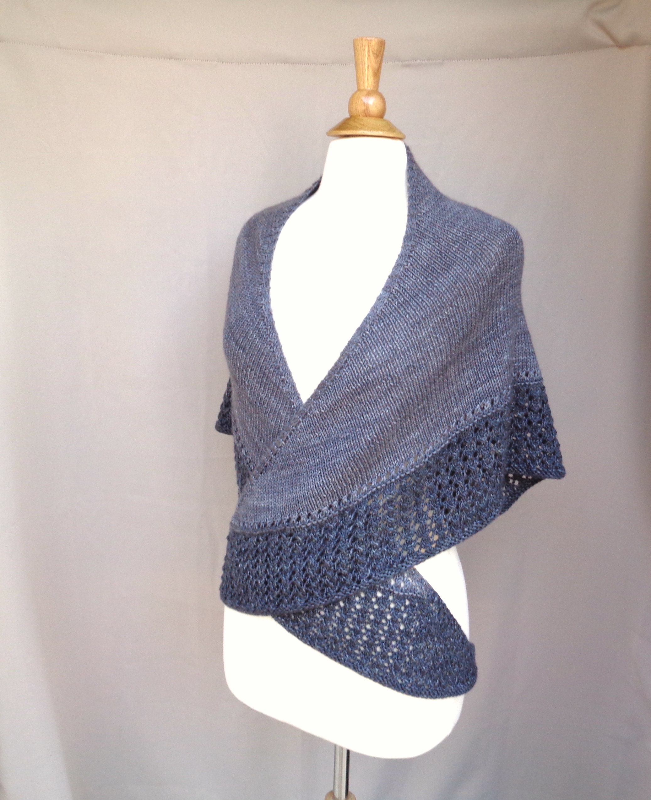 Knitting Pattern Shawl With Lace Border Two Etsy