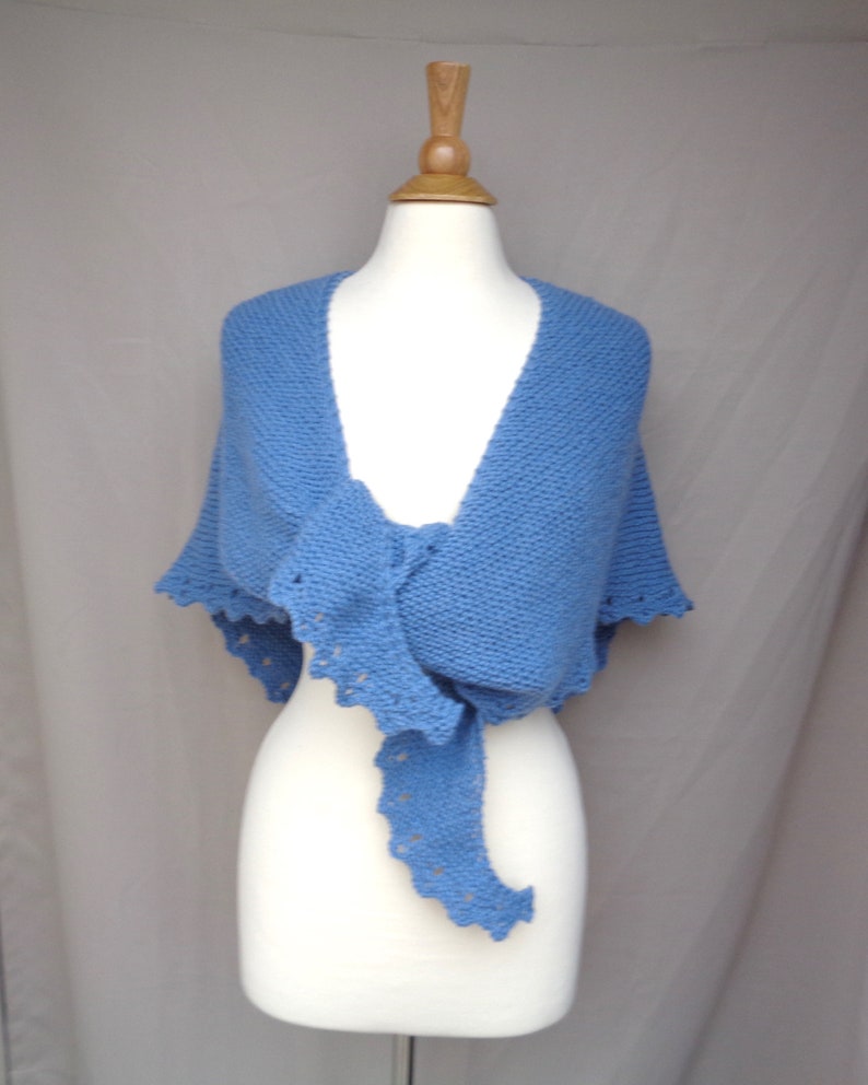 Shoulder Shawl with Eyelet Picot Edge, Knitting Pattern, Easy Knit Garter, Worsted Yarn, Prayer Shawl Wrap image 5