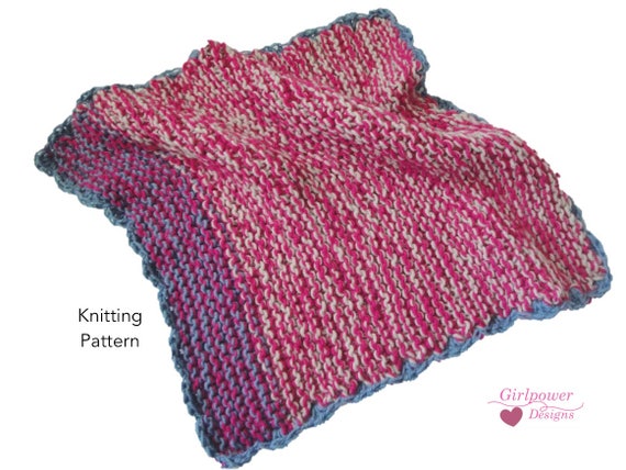 Quick Knit Baby Blanket Pdf Knitting Pattern Easy Beginner Knit Garter Knit Stitch Worsted Yarn Multiple Sizes