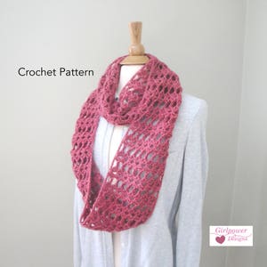 Open Lace Cowl Scarf Crochet Pattern, Infinity Scarf Pattern, Quick Easy Pattern, 2 Sizes, Women Teen Girls, Worsted Yarn