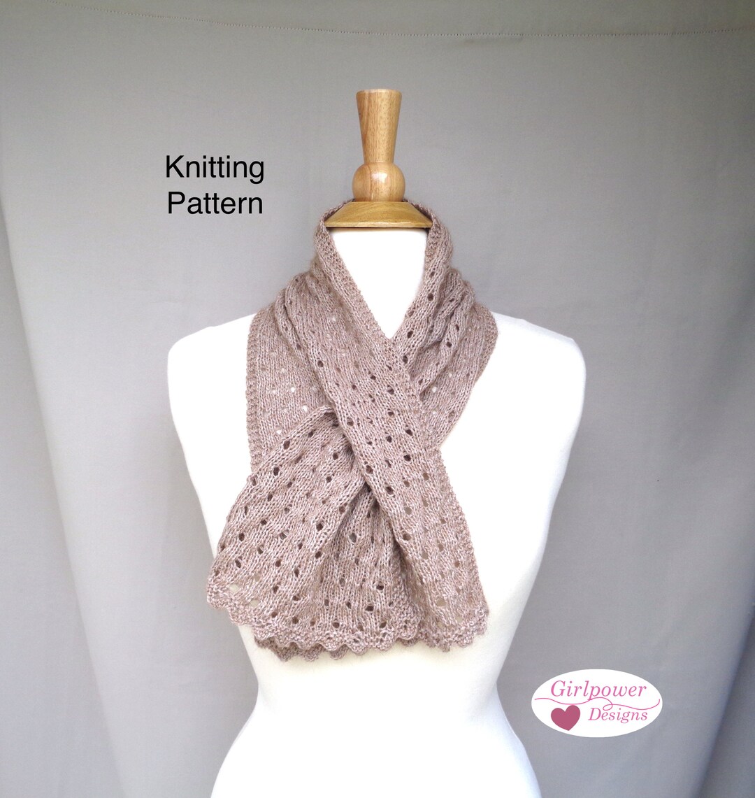 Keyhole Scarf With Polka Dot Eyelets Tiny Scallop Border - Etsy