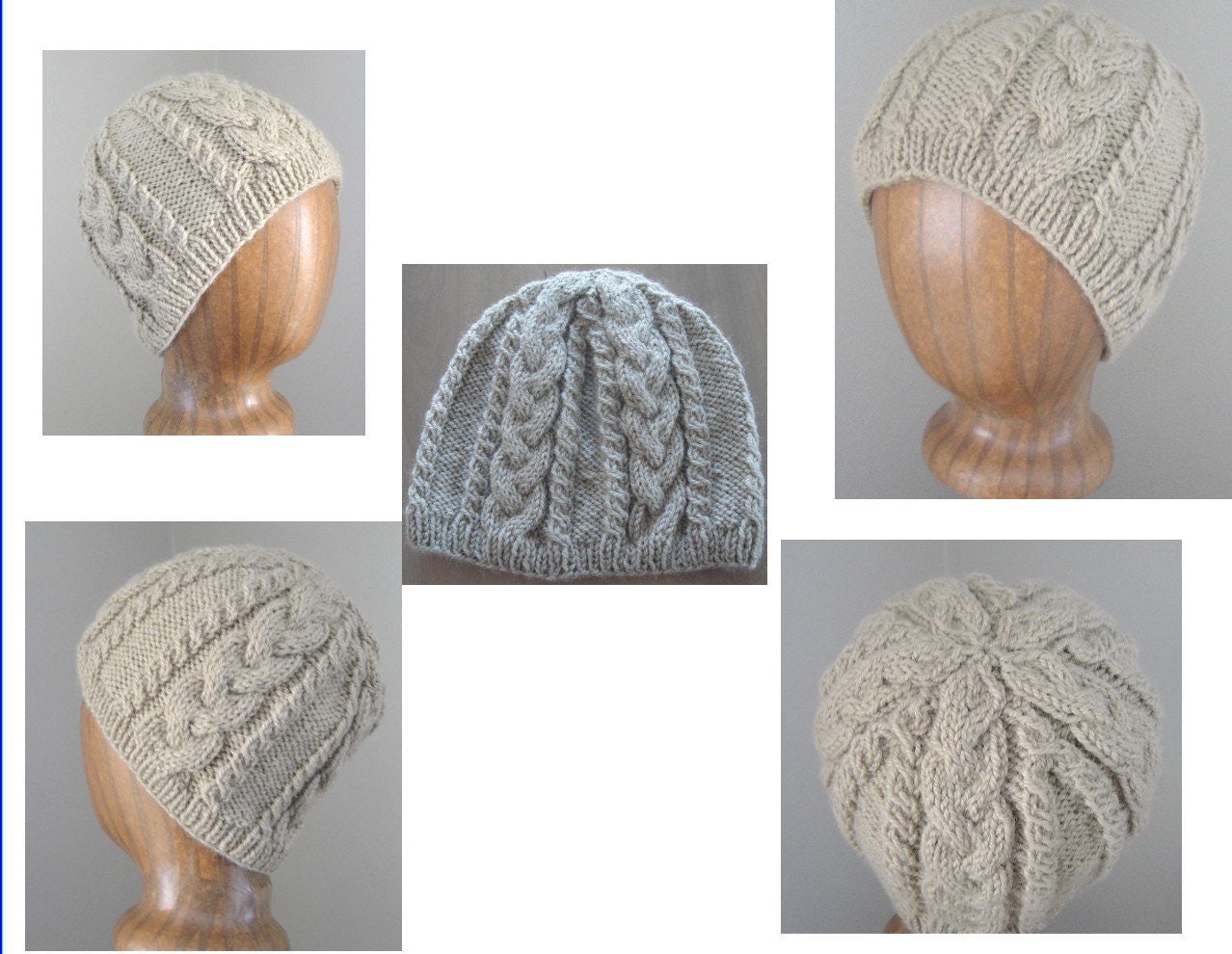Cable Beanie Hat Knitting Pattern, Intermediate Knit Pattern, Aran ...