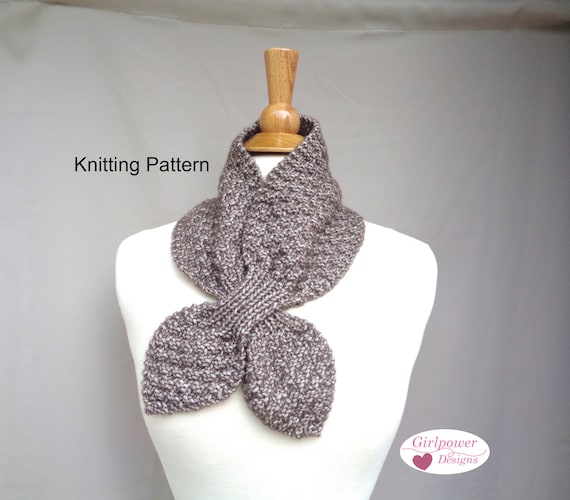Box Stitch Ascot Scarf Knitting Pattern Easy Neck Warmer Bow Etsy