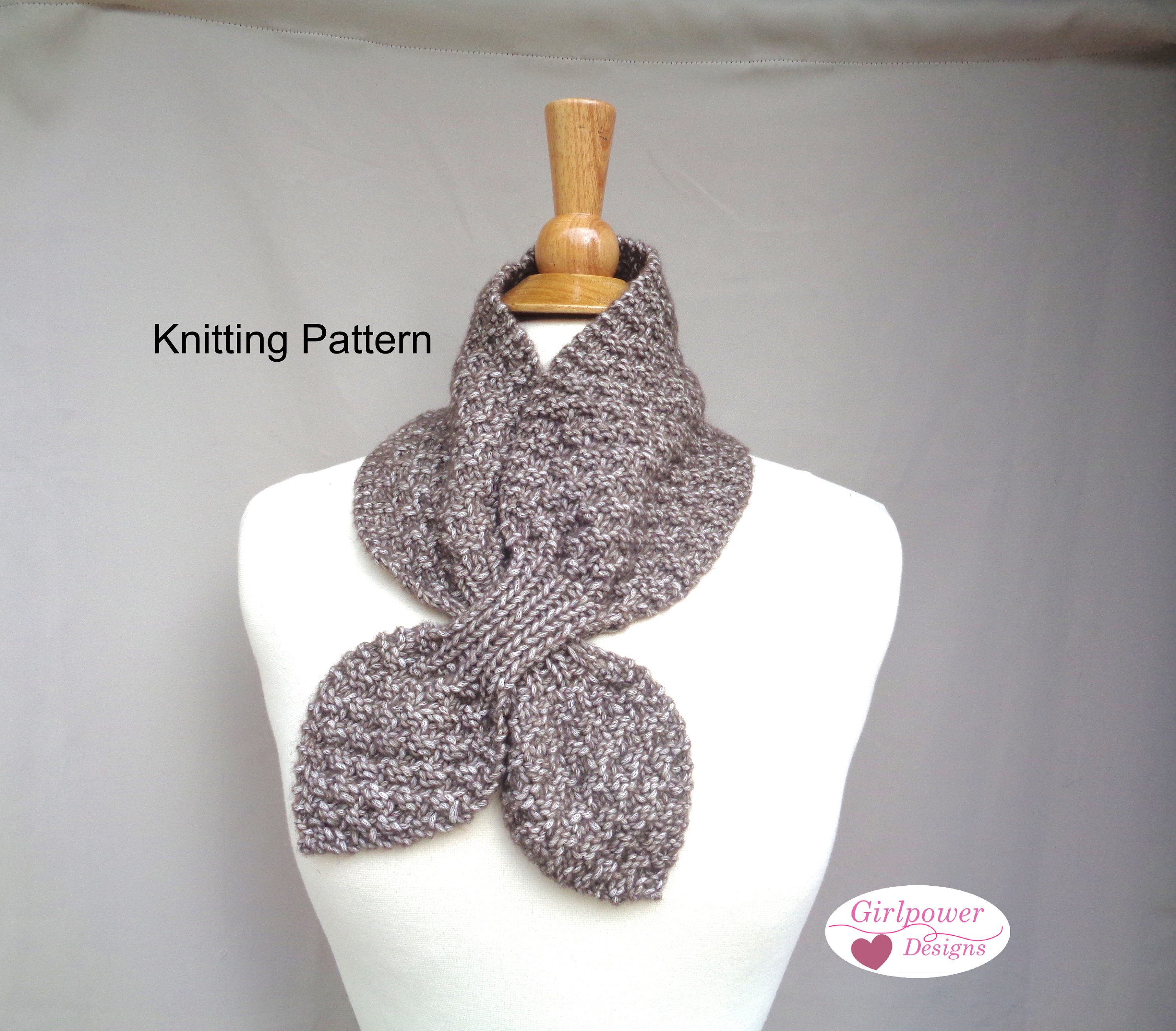 Box Stitch Ascot Scarf Knitting Pattern, Easy Neck Warmer
