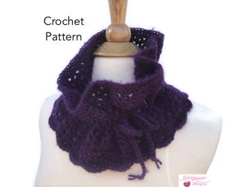 Easy Crochet Pattern, Cowl Scarf, Neck Warmer, Neck Gaiter, Worsted Yarn & G Hook, Drawstring Scarf