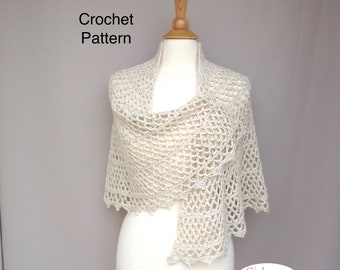Mesh Lace Shawl Crochet Pattern, Half Circle Shawl, DK Weight Yarn, Elegant Shoulder Wrap, Easy Crocheting