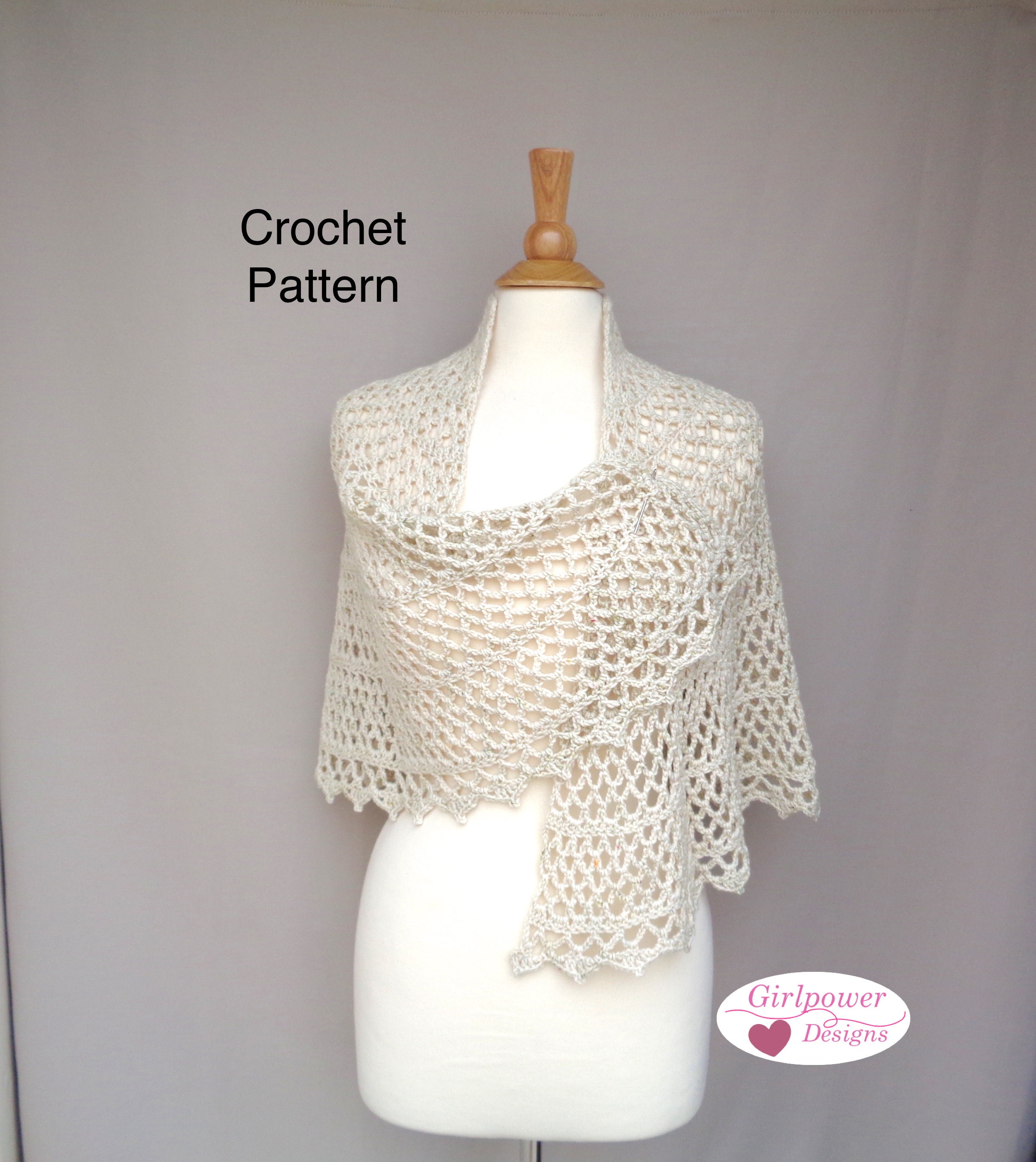 Mesh Lace Shawl Crochet Pattern, Half Circle Shawl, DK