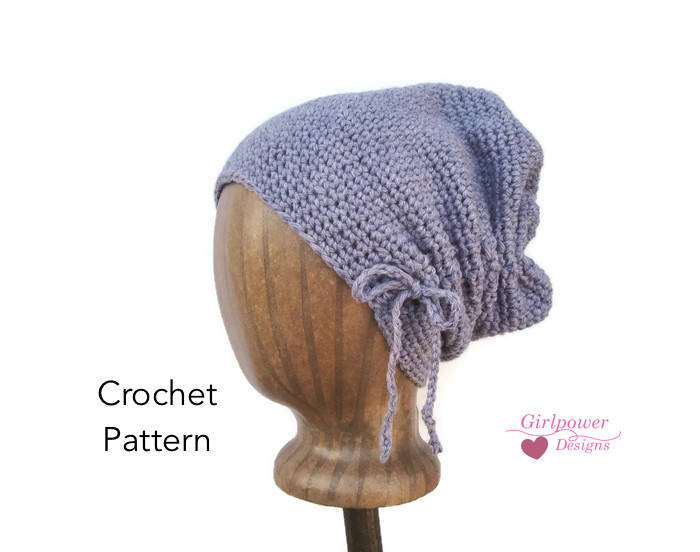 Gathered Hat Slouch Hat Cute Chic Hip Slouchy Hat Worsted Weight Yarn Scrunch Hat Easy Crochet Pattern Teen Girls Women