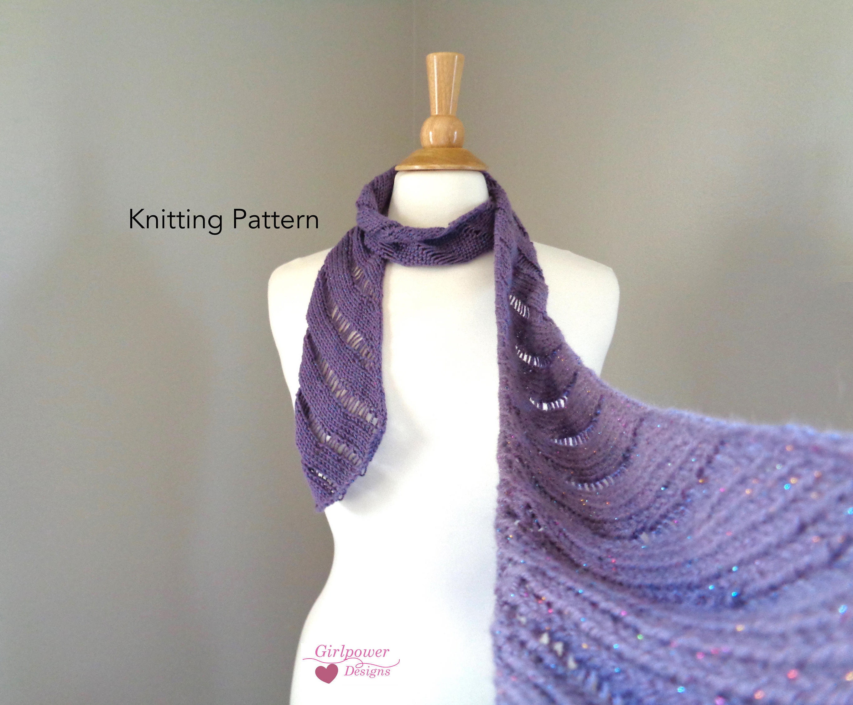 Lacy Bias Scarf Knitting Pattern Diagonal Bias Scarf Dropped - Etsy