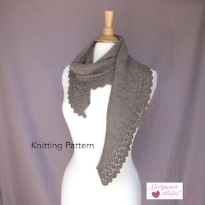 Knit Lace Scarf Knitting Pattern, Neck Wrap, Shoulder Warmer, Cowl Scarf, Small Shawl, Sport Weight Yarn, Girlpower Designs