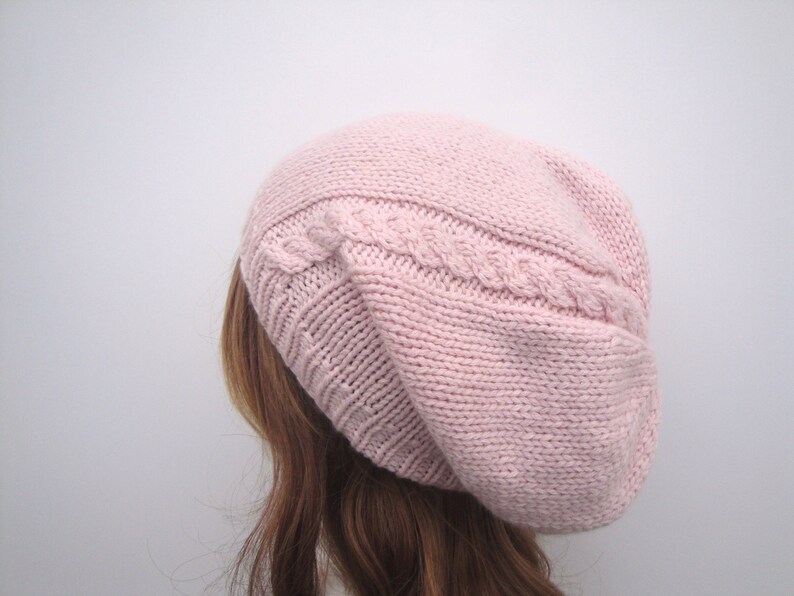 Easy Slouch Hat PDF Knitting Pattern Cable Detail Beanie - Etsy
