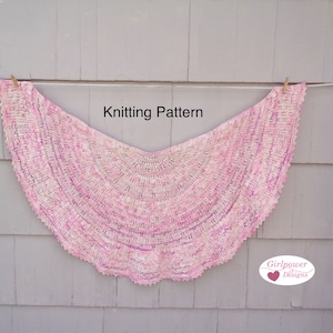 Half Circle Shawl Wrap Knitting Pattern, Butterfly Lace, Pi Shape, Worsted Aran Yarn, Top Down Picots